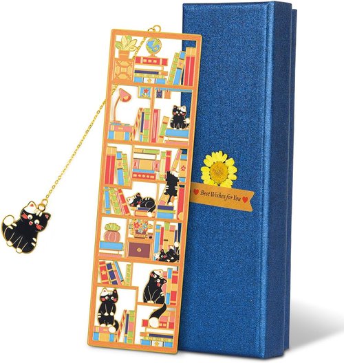 Black Cat Bookmark - Metal Charm with Gift Box | Perfect Reading Gift for Cat Lovers & Teachers