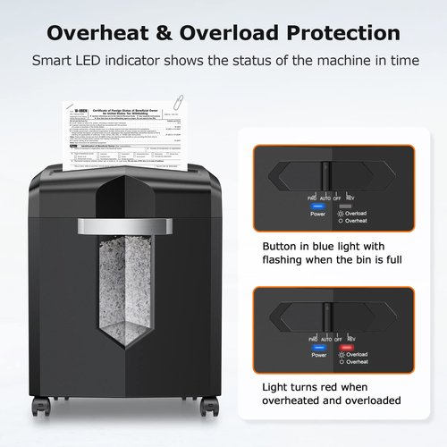 Bonsaii 12-Sheet Micro Cut Shredders for Home Office, 60 Minute P-4 Security Level Paper Shredder for CD, Credit Card, Mails, Staple, Clip, with Jam-Proof System & 4.2 Gal Pullout Bin C266-B