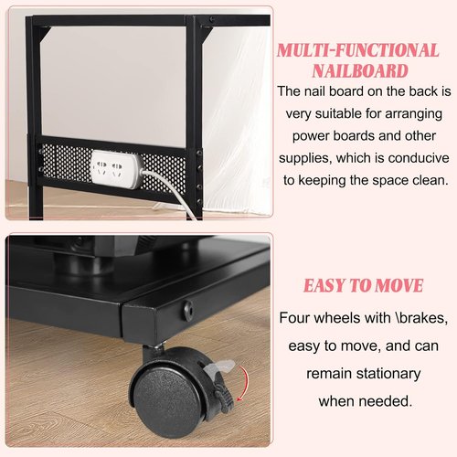 Liitrton PC Tower Stand - 2-Tier CPU Stand with Locking Caster Wheels - Iron Black for Office & Home