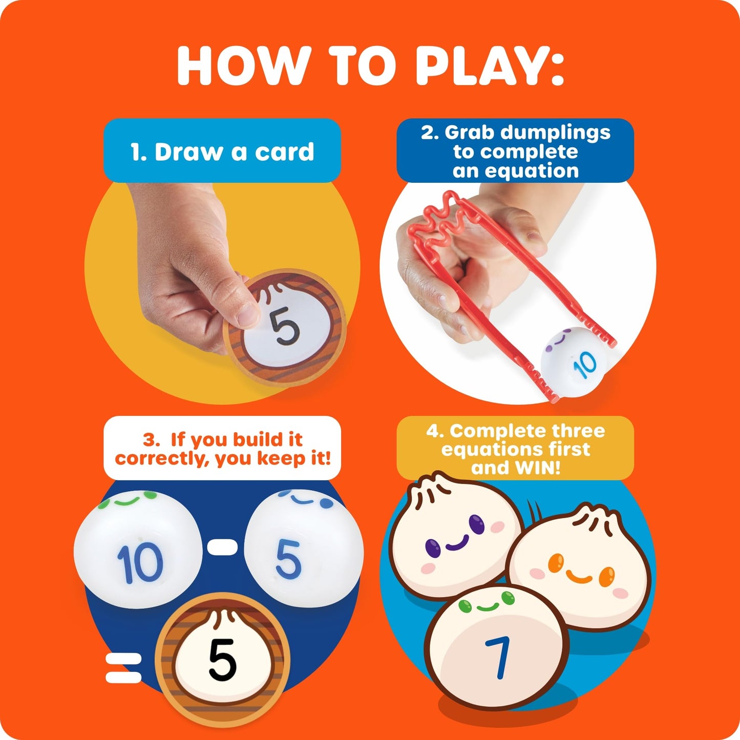 Learning Resources Dumpling Dash Fine Motor Math Game - Squishy Dumpling Toy, Montessori Counting Toys, Kids Board Game, Play Food, Homeschool Toddler Games, Fine Motor Skills, Preschool Board Games