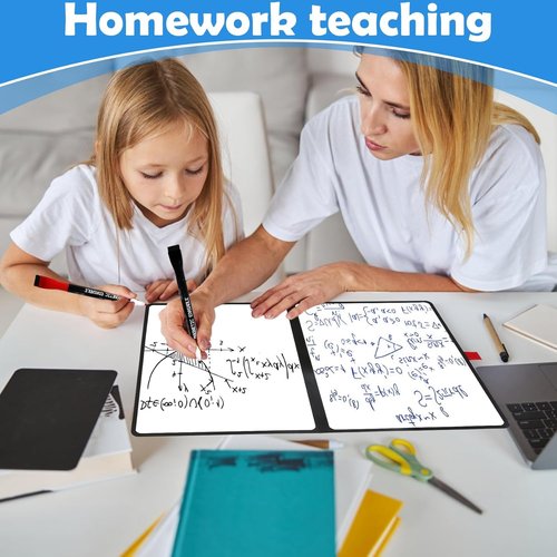 Double-Sided White Board - Ultra-Thin 12x9 Inch Portable Dry Erase Board with 3 Markers | Anti-Ghosting & Magnetic-Ready | Ideal for Office, School, Travel