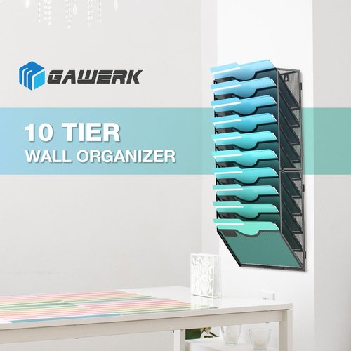 Gawerk Hanging File Organizer (Black, 10 Tier)