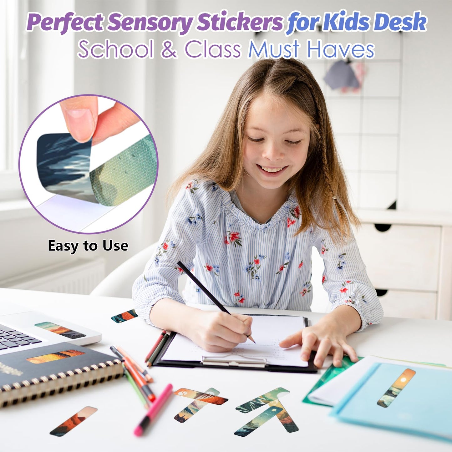 36 Pcs Sensory Stickers with Different Textures – Tactile & Texture Sensory Strips for Teens and Adults –Sensory Stickers, Anxiety Relief Items – Classroom Must Haves & Desk Fidget(Landscape)