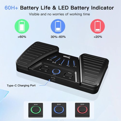 KYXAIN Wireless Page Turner Pedal, Bluetooth Page Turner Pedal for iPad, Rechargeable Bluetooth Music Pedal Swtich for Tablets Phones Compatible with Various Music Apps Anti-slip Slient Foot Switches