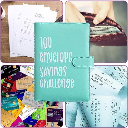 Skiennix 100 Envelopes Money Saving Challenge - Fun Savings Binder with Cash Envelopes | Green