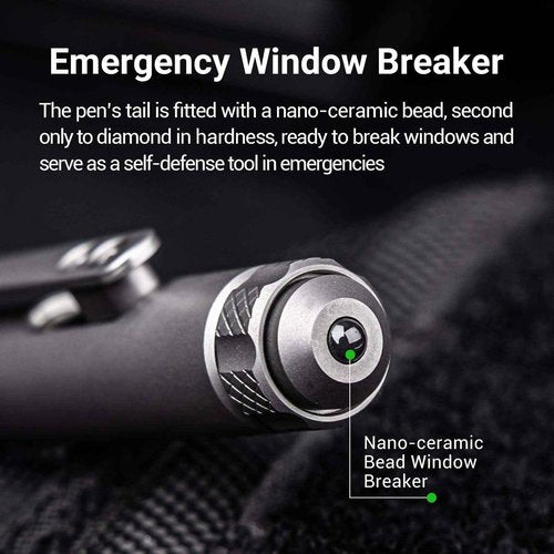 NEXTORCH NP11 Ti Bolt Action Tactical Pen with Ceramic Bead Glass Breaker Head, Titanium Body and Decompression Gyroscope for Writing, Tactical Defense, Emergency Defense, Emergency Escape