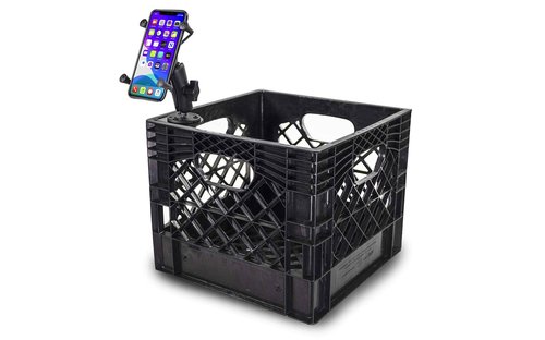 AutoExec AUE80011 Milkcrate with Phone Mount for Organizing Your Vehicle