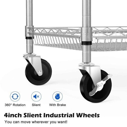 WDT Heavy Duty 2 Tier Rolling Cart, NSF Listed, 660Lbs Capacity, Commercial Grade Metal, 35.63"x18.1"x33.93"