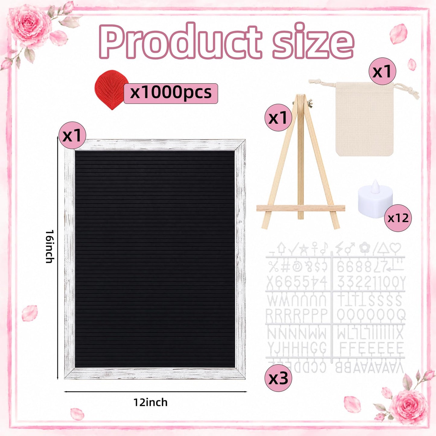 Ceenna Will You Be My Girlfriend Romantic Sign with LED Candles and Artificial Rose Petals Valentine's Day DIY Felt Letter Wood Board Sign with Lights for Valentine's Day Anniversary Party(Black)