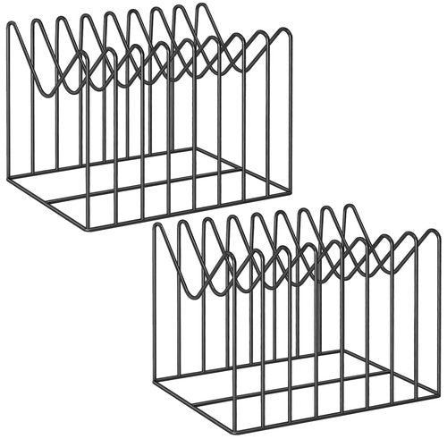 TOPCJ 2 Sets Wire File Organizer for Desk,File Folder Holder/Rack/Stand,File Sorter Organizer,Desktop Record/Clipboard Holder,8 Sections Storage,Anti-Scratch/Rusty,Steel Stable Holder,Black