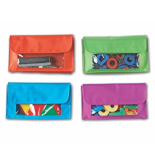 Learning Resources Magnetic Storage Pockets, Set of 4 in 4 Colors,Whiteboard Accessory Case, Classroom Organization, Back to School Supplies,Teacher Supplies
