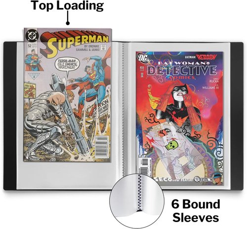 Dunwell Comic Book Storage Album - Acid-Free Binder with 6 Heavyweight Sleeves | Clear View Cover