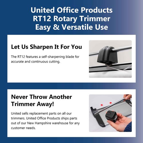 United Office Products RT12 Rotary Paper Trimmer, 12.5" Cut Length, 10 Sheet Capacity, Metal Base, Paper Cutter for Offices, Schools and Crafts