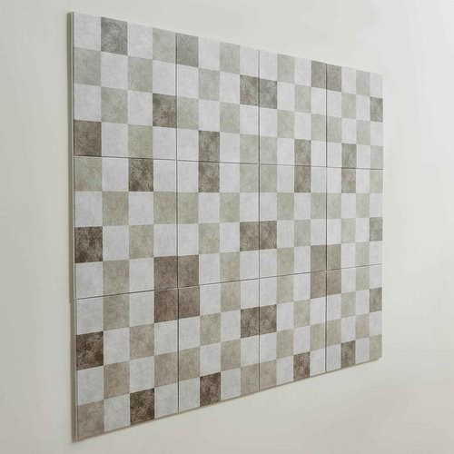 Lightomorrow 12-Pack Felt Wall Tiles, Large Bulletin Board with Safe Removable Adhesive Tapes, 11.8 x 11.8in Panels Alternative for Home Wall Decor, Checkered Pattern