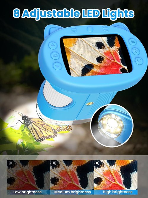 Kids Microscope by [Brand Name] - 2.4 Inch Digital Magnifier with 1000X Magnification | Educational Gift for Ages 3+, Blue