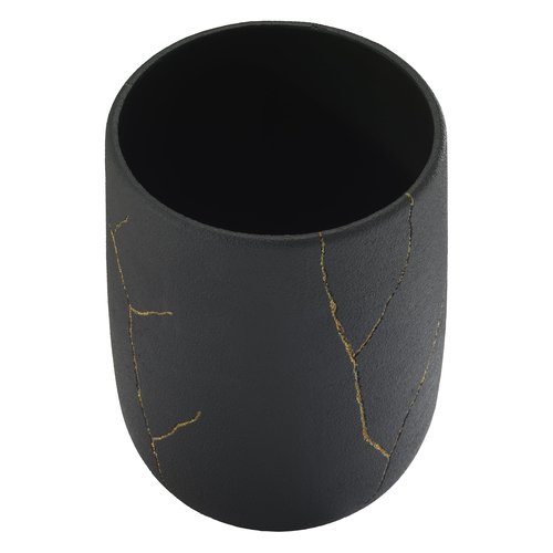 Nicole Miller - Wastebasket, Decorative Trash Can, Resin Bathroom Accessories (Sydney Collection, Black/Gold)