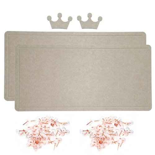 2Pcs Foldable Large Felt Bulletin Board - 36'' x 18'', Decorative Picture Framed Display Board with 70 Rose Pins for School, Home, Kitchen & Office Walls