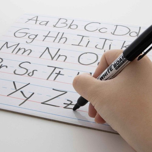 BAZIC Products Dry Erase Lap Board 9"x12", Double Sided Primary Ruled & Blank, Small Portable Whiteboards for Teacher Home, 24-Pack