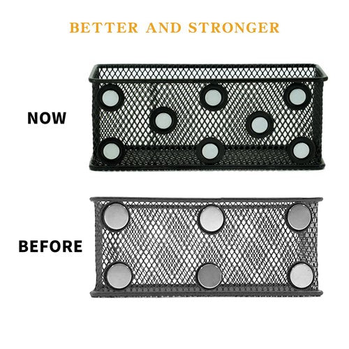 Neudeco Magnetic Locker Organizer and Accessories，Wire Mesh Magnetic Storage Basket ,Magnetic Holder for Dry Erase Markers,Strong Magnet Pen Holder for Fridge School,Pack 3 (Black)
