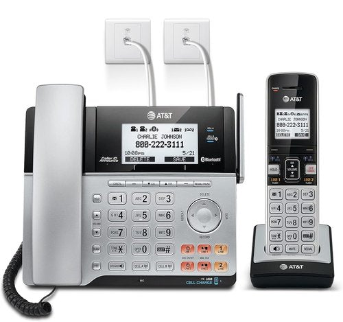 AT&T TL86103 2-Line Corded/Cordless for Small Business with Answering Machine, 2-Mailboxes, Connect-to-Cell, Caller ID Announcer, Intercom, Line-Power, Long Range & Expandable to 12 Handsets