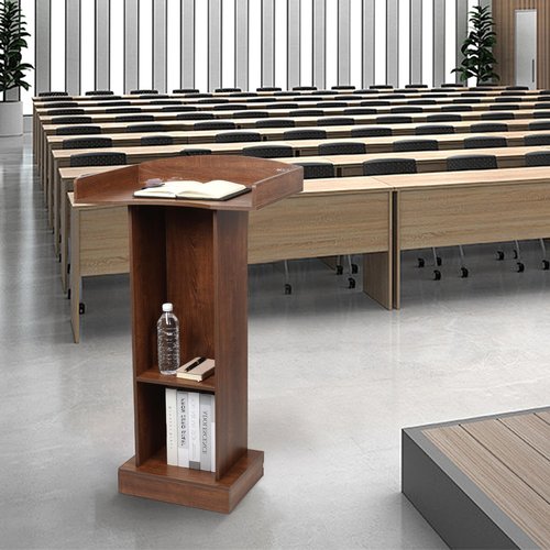 BEQUZON Podium Stand for Lectern Presentation Church Classroom, Pulpit with Wooden Heavy Base, Oak Podium for Lecture, Wedding Speech