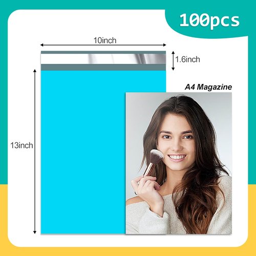 Poly Mailers | 10x13 Inch Blue Plastic Mailing Envelopes - Waterproof, Tear-Resistant, 100 Pcs