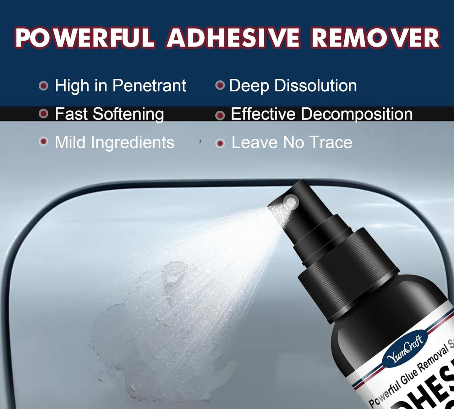 Adhesive Remover Spray by [Brand Name] - 7oz Surface-Safe Glue Remover with Scraper & Blades for Car, Glass, Walls & More