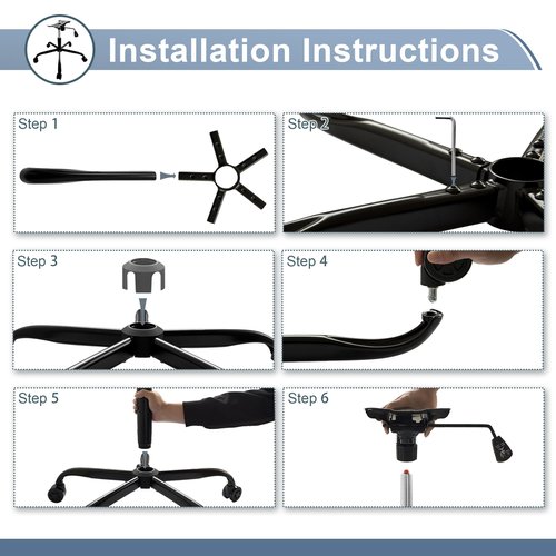 Racfenick 28" Swivel Office Chair Base Replacement, Heavy Duty Universal Gaming Chair Metal Repair Base Kit with Bottom Plate,Gas Cylinder and Casters