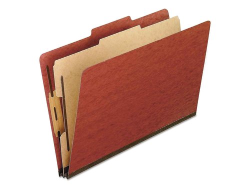 Pendaflex 2157R Four-Section Pressboard Folders, Legal, 2/5 Tab, Red (Box of 10)