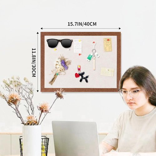 Felt Bulletin Board | Self-Adhesive Corkboard with 35 Push Pins - 15.7'' x 11.8'' for Home & Office Decor (2 Pack)