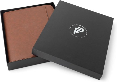 Forevermore Padfolio Binder - Professional Faux Leather Organizer for Tablets & Documents - Brown