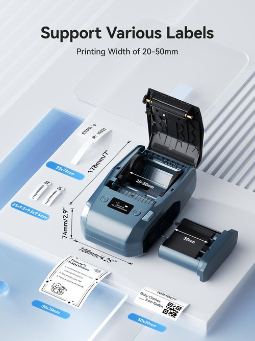NIIMBOT M2 Label Maker with Tape 2Inch Thermal Transfer Support Color Ribbon Printing Bluetooth Sticker Printer for Office Small Business School Home Cable Storage, Compatible with Phones & PC
