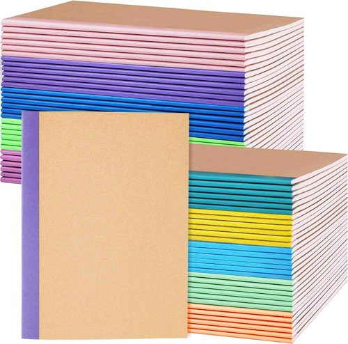 Nanajorwa 100 Pack A5 Colorful Ruled Lined Mini Notebook Journals Bulk, Soft Cover Kraft Composition Notepad Memo Cuadernos for Girls, Students, Traveler, Note Taking, School Supplies