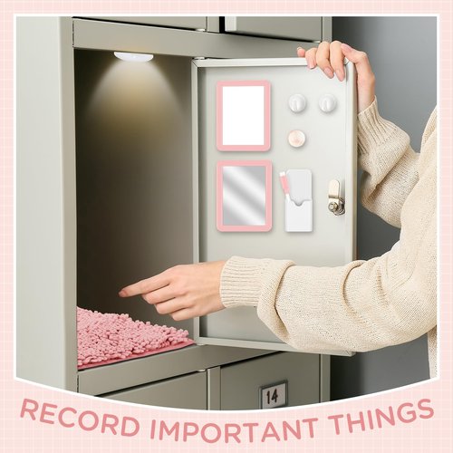 Chuangdi 24 Pcs Locker Accessories Kit Magnetic Organizer Set with Mirror Whiteboard Locker Rug Storage Box LED Light and Hook Back to School Essentials Decoration for Girls School Supplies(Pink)