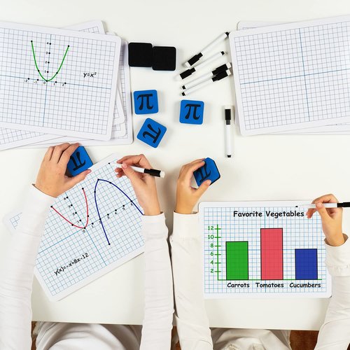 Simply Magic 12 Pack Double-Sided Dry Erase Graph Lap Boards - Class Set of Individual Classroom Whiteboards for Students, XY Axis Graphing Lap Boards - Math Teacher Supplies for Classroom - 12''x9''