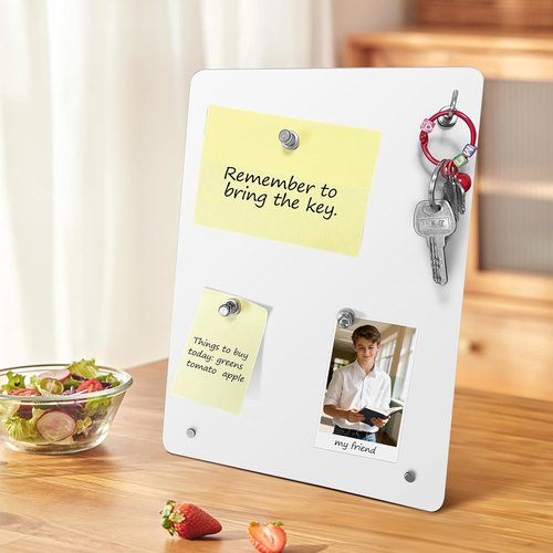 Magnetic Board by [Brand Name] - 11x8 Inch Metal Bulletin Board with 6 Magnets | Ideal for Home, School & Office (White Vertical)