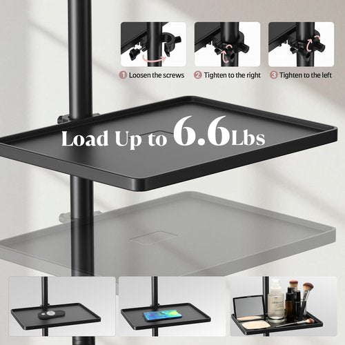 Mznoo Lash Light, 23 Inch Bling Diamond Half Moon Light for Eyelash Extensions, Nail Art, Tattoo Art and Skincare, Adjustable Color Modes and Flexible Gooseneck, with Tool Tray (Black)