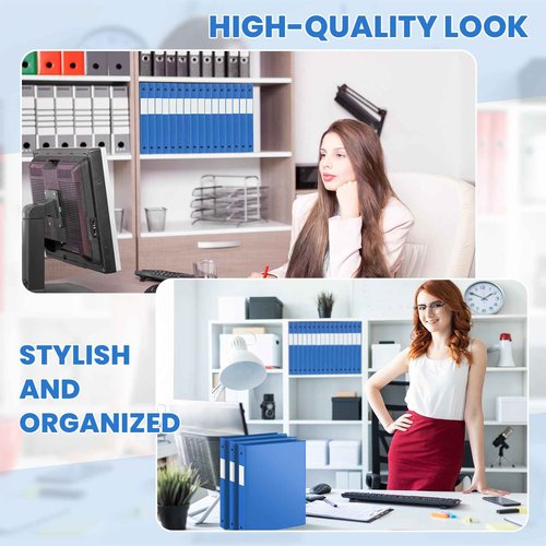 Henoyso 16 Pcs 1/2 Inch 3 Ring Binder with Clear Cover Plastic Flexible Fit Letter Size 8.5" x 11" Paper Holds 100 Sheets Versatile Binders for School Office Home,1 Pocket (Blue)