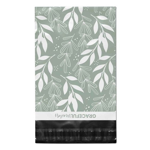 Graceful Mailers Poly Mailers 14.5x19 100 Pack, Waterproof & Tear Resistant Mailing Envelopes for Small Business Supplies, Shipping Bags for Clothes, Cute Shipping Bags for Small Business, Sage Beauty