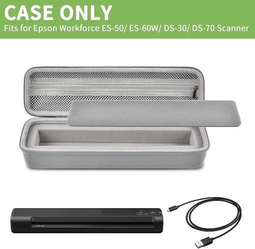 Epson Portable Document Scanner Case - Compatible with ES-50, ES-60W, DS-70 | Grey Storage Solution