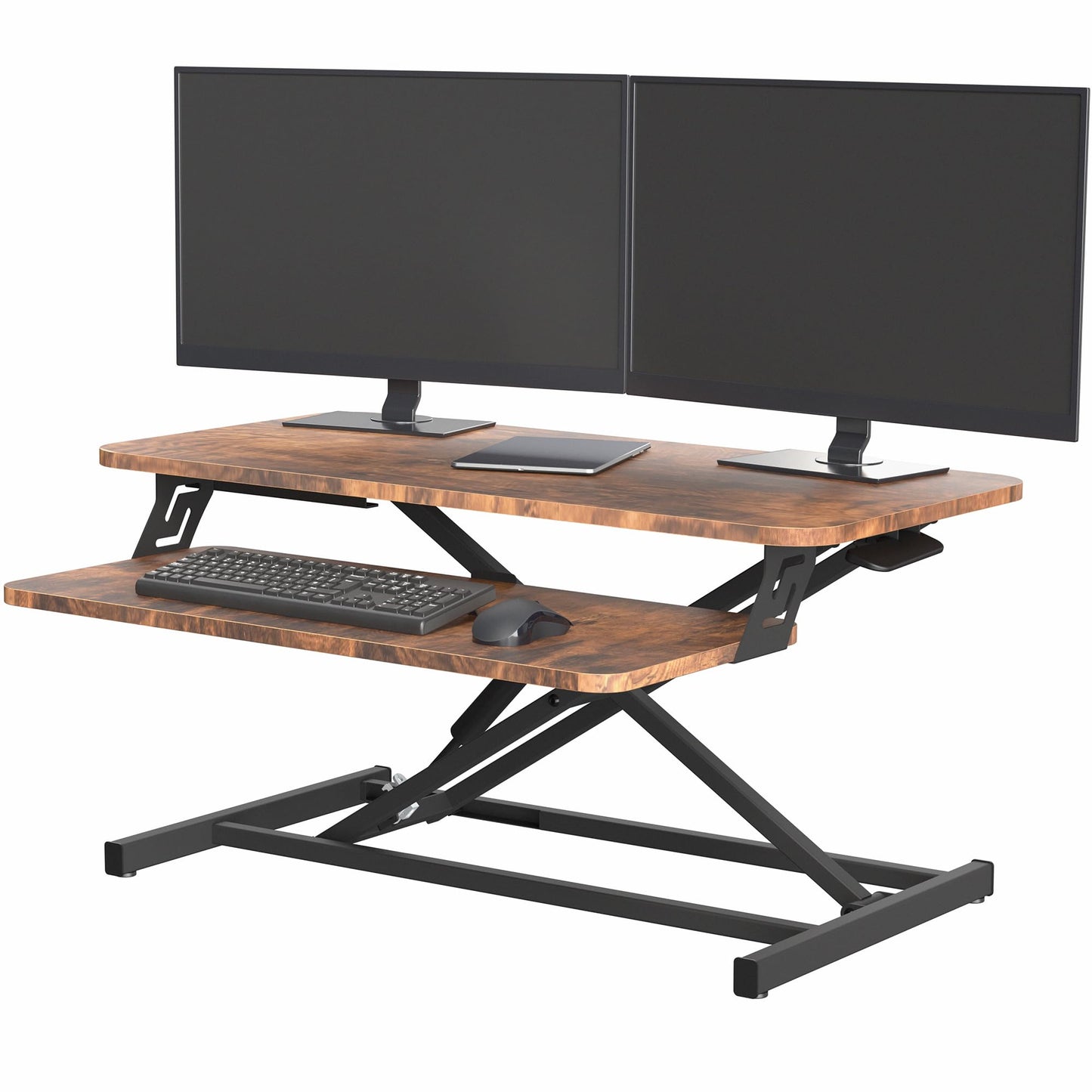 VIVO Rustic Vintage Brown 32 inch Stand Up Desk Riser, DESK-V000SN