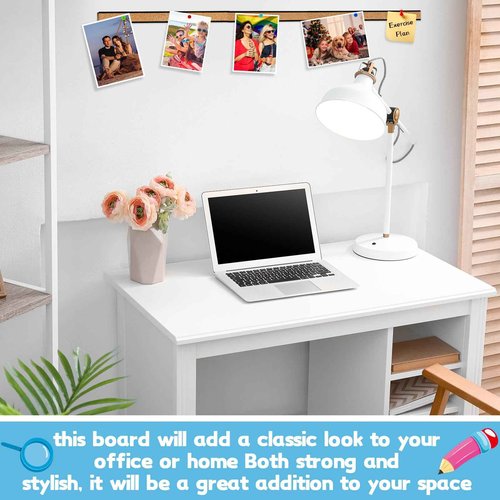 Threehoney 5 Pcs 48'' x 1 Cork Board Strips for Wall Cork Strips Bulletin Bar Strip Bulletin Tack Board Strip Aluminum Trim Brown Cork Strips for Classroom Office Walls Cubicle