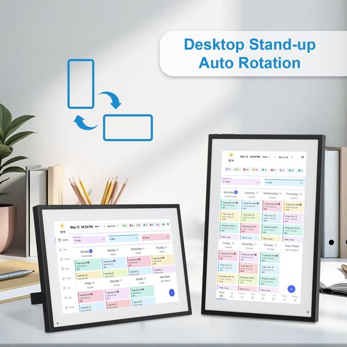 BQQJDD 10.1 Inch Digital Calendar+Digital Picture Frame, 2025-2026 Desk Calendar Smart WiFi Planner&Chore Chart, IPS HD Interactive Touchscreen Display For Family Schedules