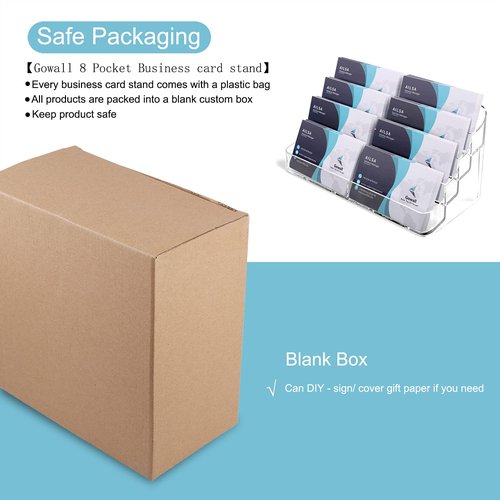 Gowall Business Card Holder, 8 Pocket Acrylic Business Card Holder for Desk Clear Business Card Stand Desktop Business Card Holders Plastic Business Card Display for Exhibition, Home and Office, 4 PCS
