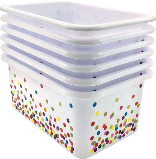 Teacher Confetti Small Plastic Storage Bin - 6 Pack