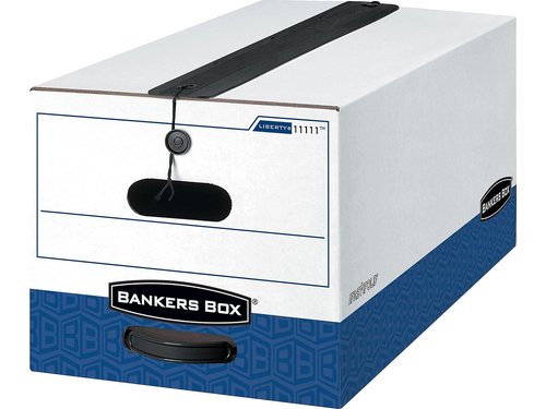 Bankers Box LIBERTY PLUS Heavy-Duty Storage Boxes, FastFold, String and Button, Letter, Case of 12 (11111)