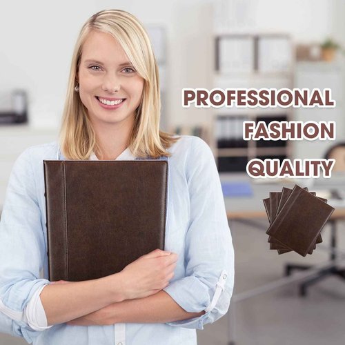 Yexiya 4 Pcs Vintage Hardback 3 Ring Binder Planner Portfolio Leather Round Ring Binder Organizer Holds 200 Sheets with 2 Inner Pockets, 13 x 10 Inch(1 Inch,Brown)