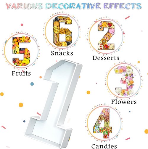 Paready 13.78" Fillable Cardboard Number 1 - Charcuterie Foam Board for 1st Birthday & Anniversary Decor