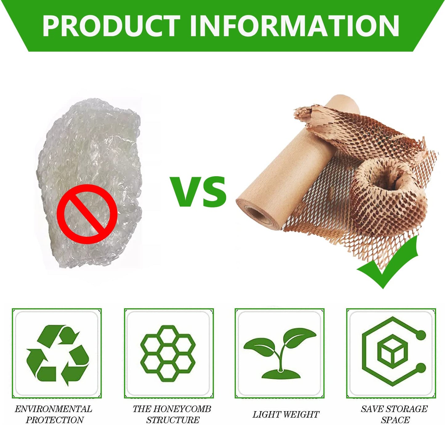 Honeycomb Packing Paper Wrap 12"x200' Recycled Bubble Cushioning Wrap Roll Eco Friendly Shipping Boxes Moving Wrap Packing Supplies Material with 20 Fragile Sticker Labels