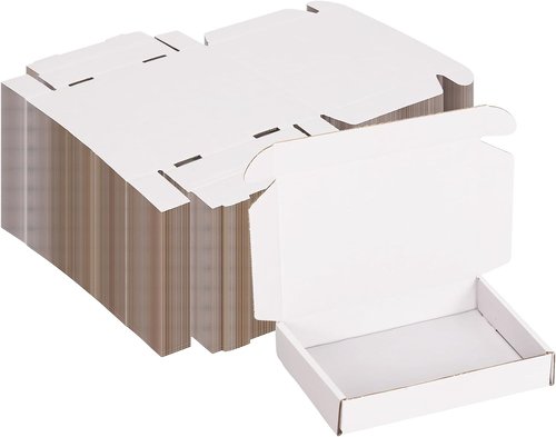 MEBRUDY Small Shipping Boxes - 100 Pack | 6x4x1 Inches Corrugated Cardboard Mailers in White